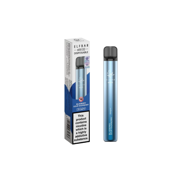 BLUEBERRY SOUR RASPBERRY ELF BAR 600 V2 DISPOSABLE VAPE
